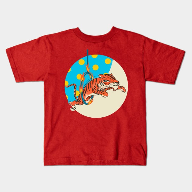 Circus Tiger Kids T-Shirt by ilaamen